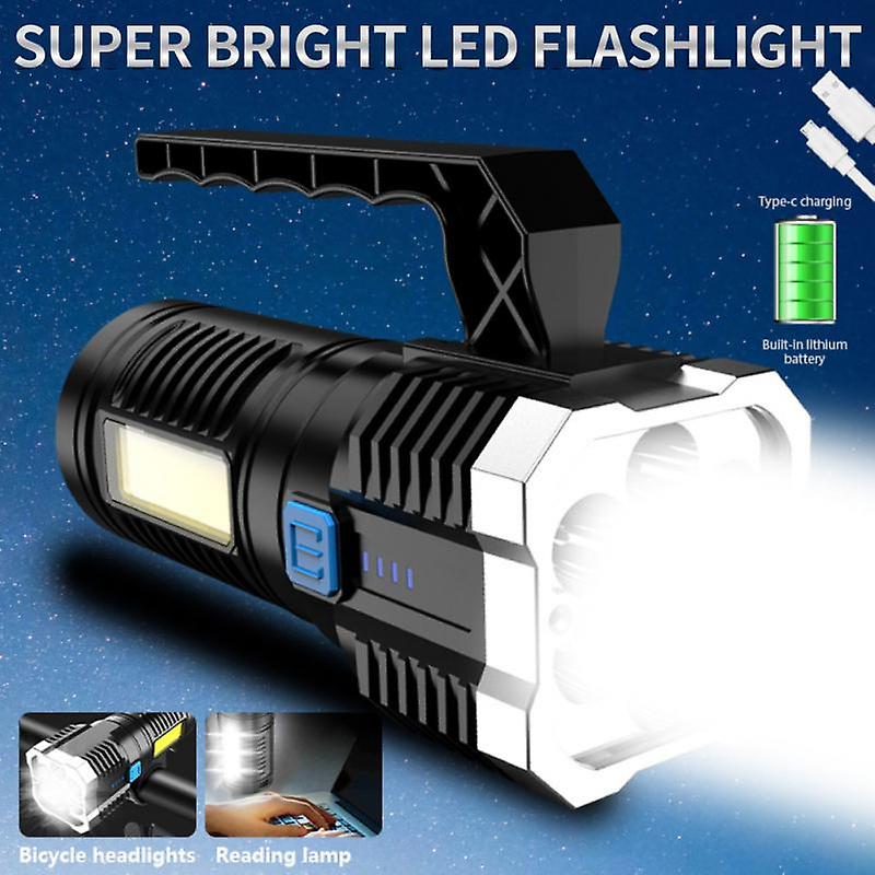 Super Bright Flashlight Ultra Powerful 7 Led Torch Light Rechargeable Cob Side Light 4 Modes Outdoor Adventure 3 In 1 Flashlight