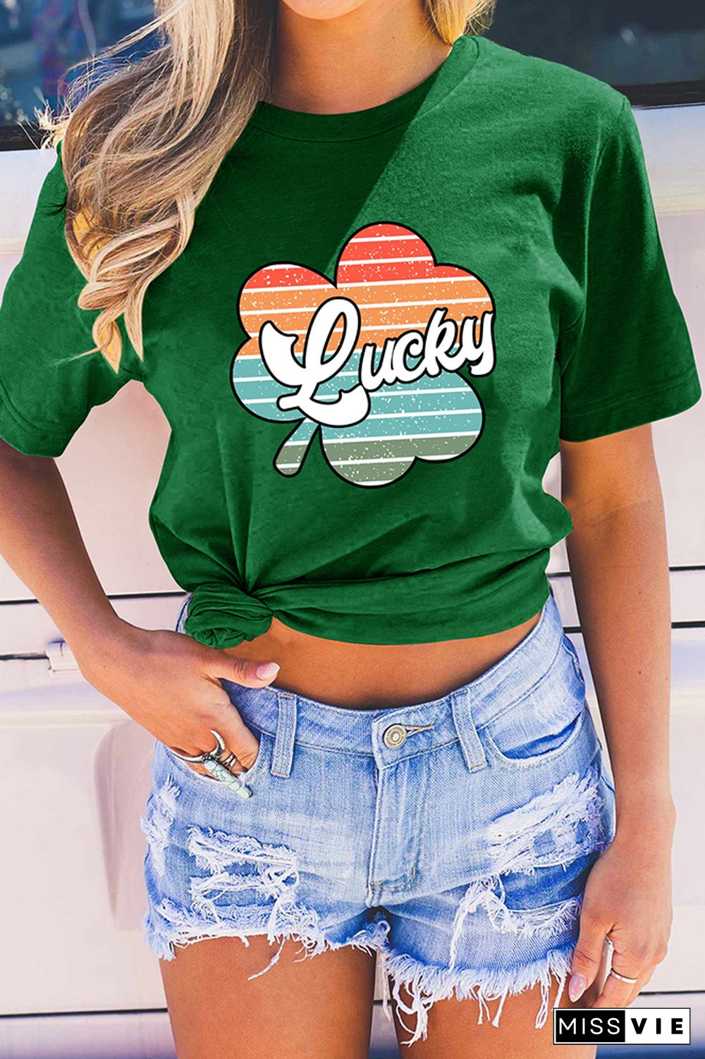 St Patrick's Day Shirt,Shamrock Graphic Tee Wholesale