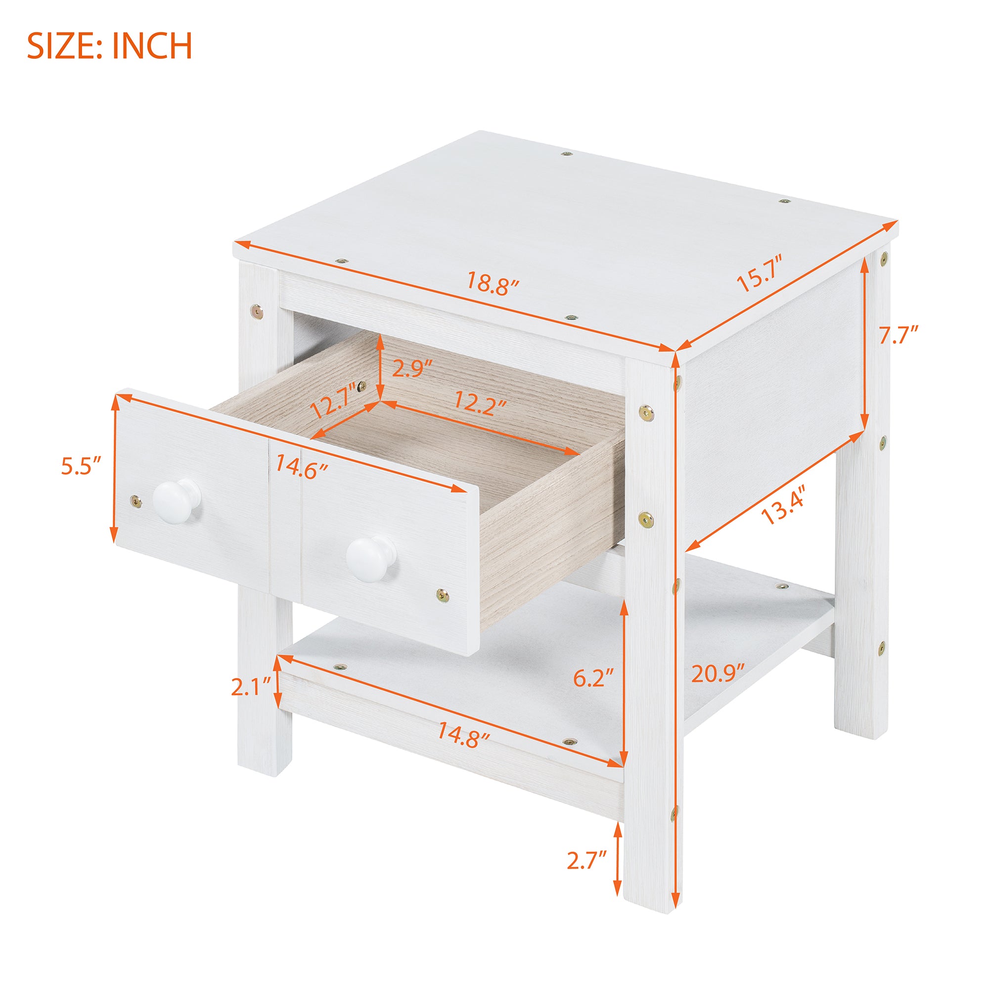 Set of 2 Nightstand End Tables, CASEMIOL Bedside Table for Kids or Adults with Drawer and Shelf Bedside Tables Living Room Furniture, White