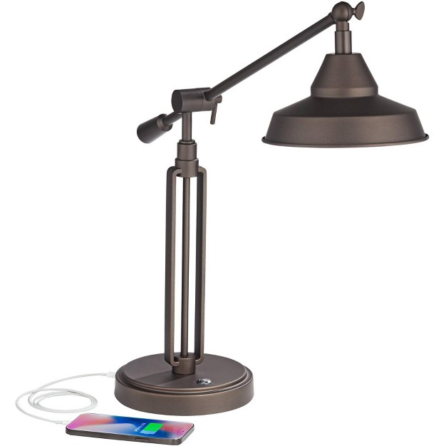 High Oil Rubbed Bronze With Usb Charging Port Led Adjustable Metal Shade For Bedroom