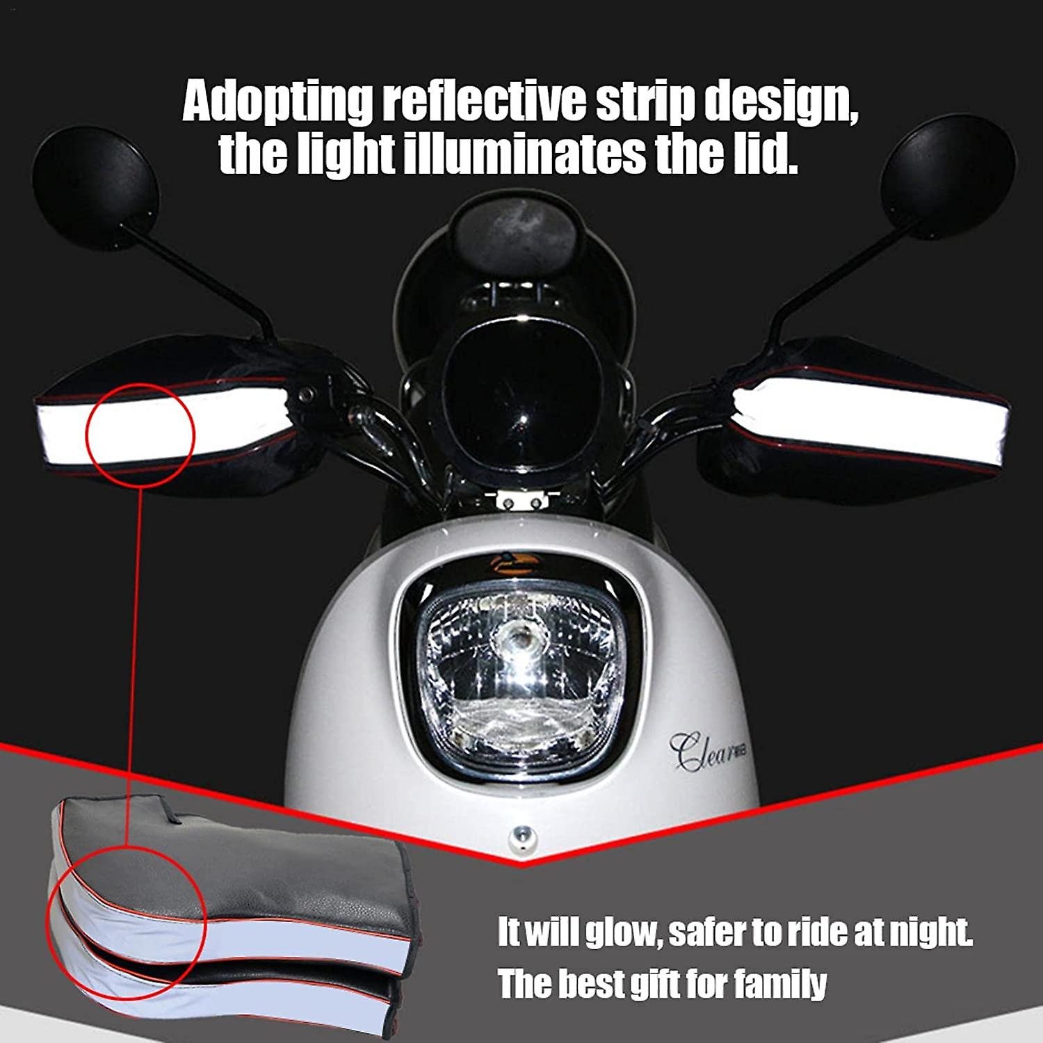 Windproof Motorcycle Handlebar Gloves， Winter Motorcycle Gloves， Motorcycle Muffs With Reflective Strip