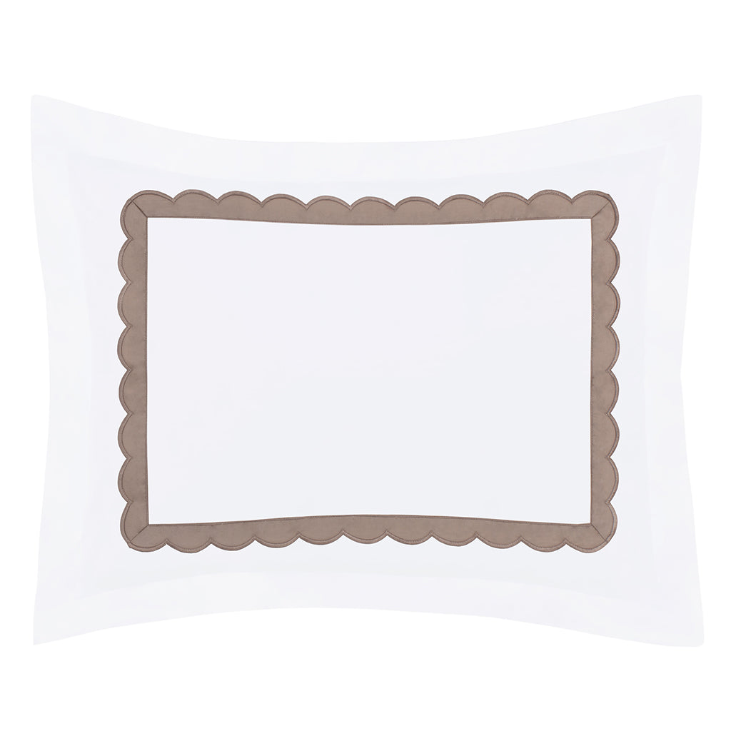 Camellia Taupe Scalloped Percale Sham