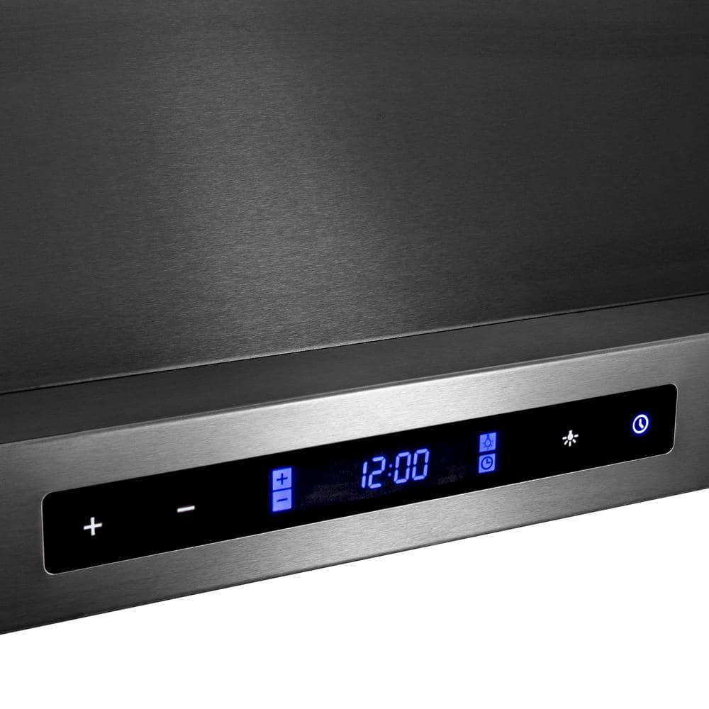 AKDY 36 in 343 CFM Kitchen Island Mount Range Hood in Black Stainless Steel with Touch Control