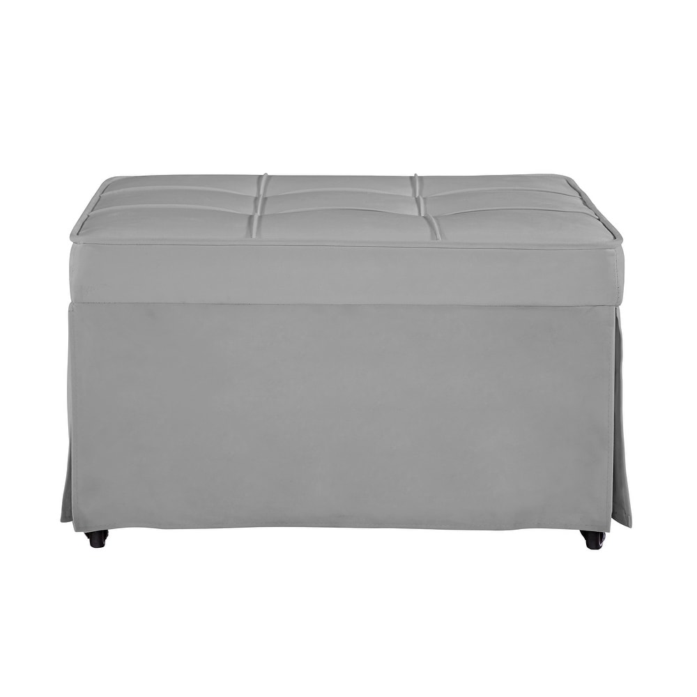 Velvet Sofa Bed  Convertible Chair 4 in 1 Multi Function Folding Ottoman Sleeper with Adjustable Backrest for Small Spaces