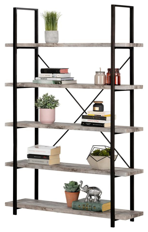 Gimetri 5 Shelf  Shelving Unit  Driftwood Gray   Contemporary   Bookcases   by BisonOffice  Houzz