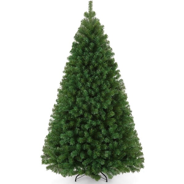 7.5FT Unlit Artificial Christmas Tree，Premium Hinged Spruce Green Xmas Tree with 1346 Branch Tips and Foldable Metal Stand