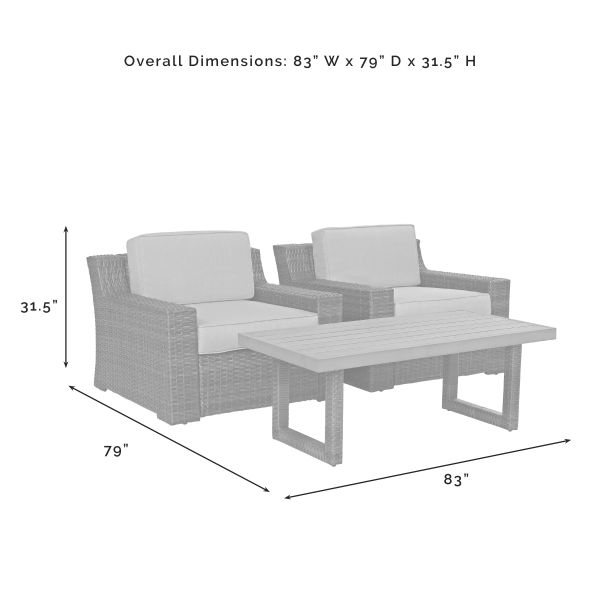 Beaufort 3Pc Outdoor Wicker Chair Set