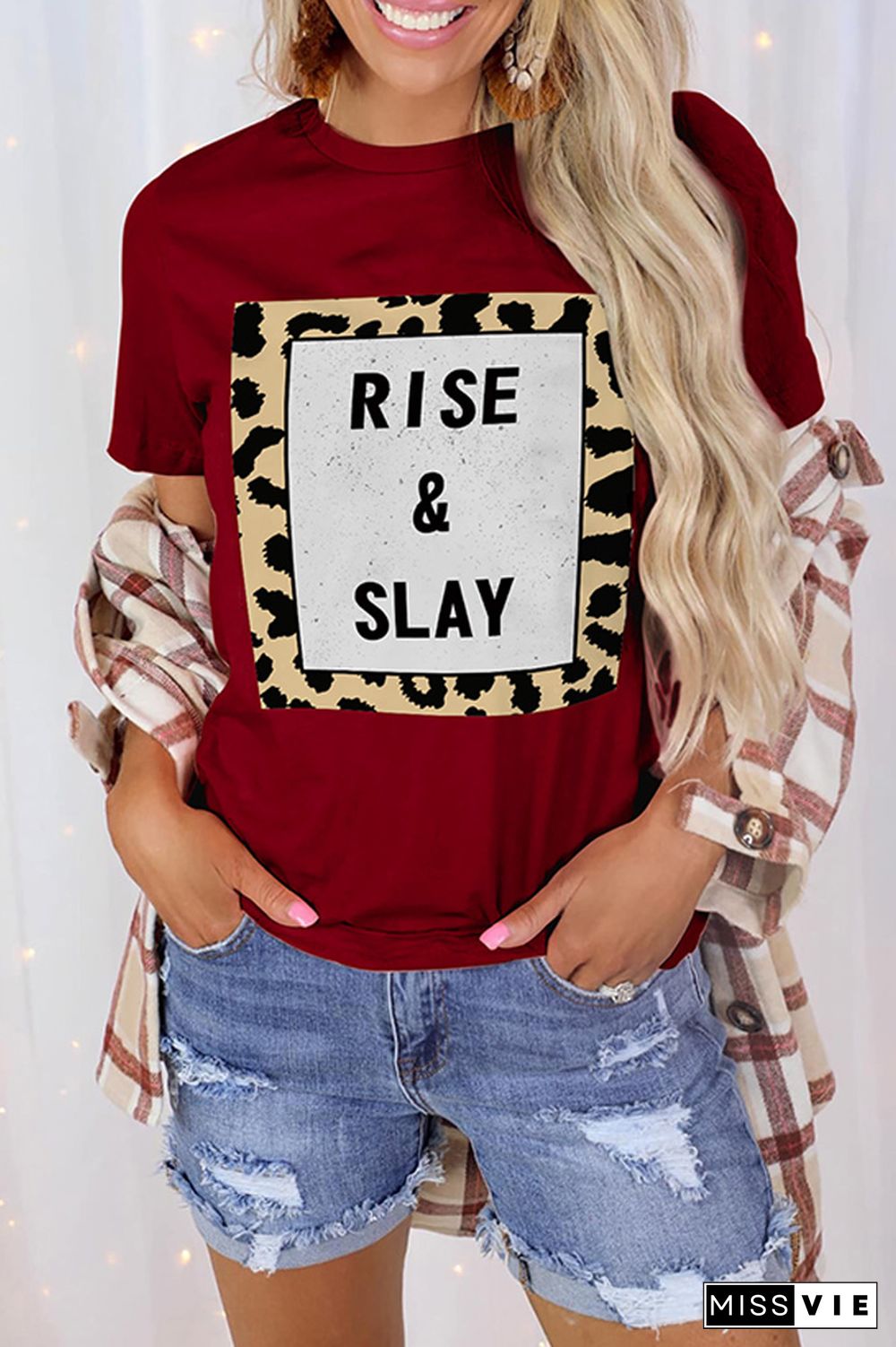 Rise&Slay Print Graphic Tees for Women Wholesale Short Sleeve T shirts Top