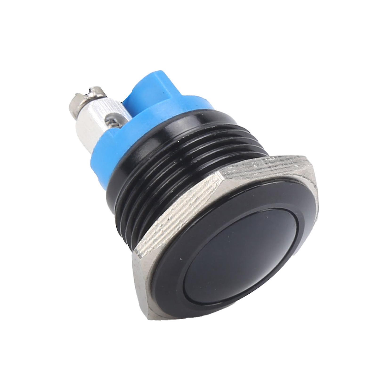 Metal Push Button Switch Ball Full Oxidation Self-Reset Jog Screw Foot Power Control 16mm 220vBlack