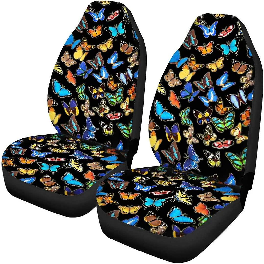 Set Of 2 Car Seat Covers Butterflies Universal Auto Front Seats Protector Fits For Car，suv Sedan，truck D---69522