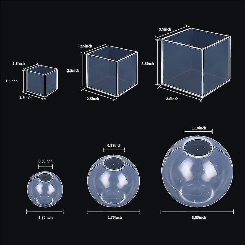 6pcs Big Ball Resin Moulds Clear Silicone Square Moulds Big Deep Square Resin Moulds， Square Resin