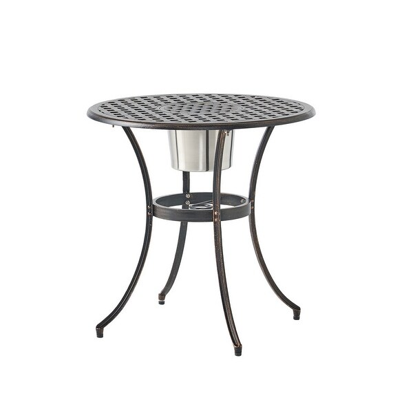 3 Piece Outdoor Aluminum Bistro Set with Central Ice Bucket for Patio and Garden