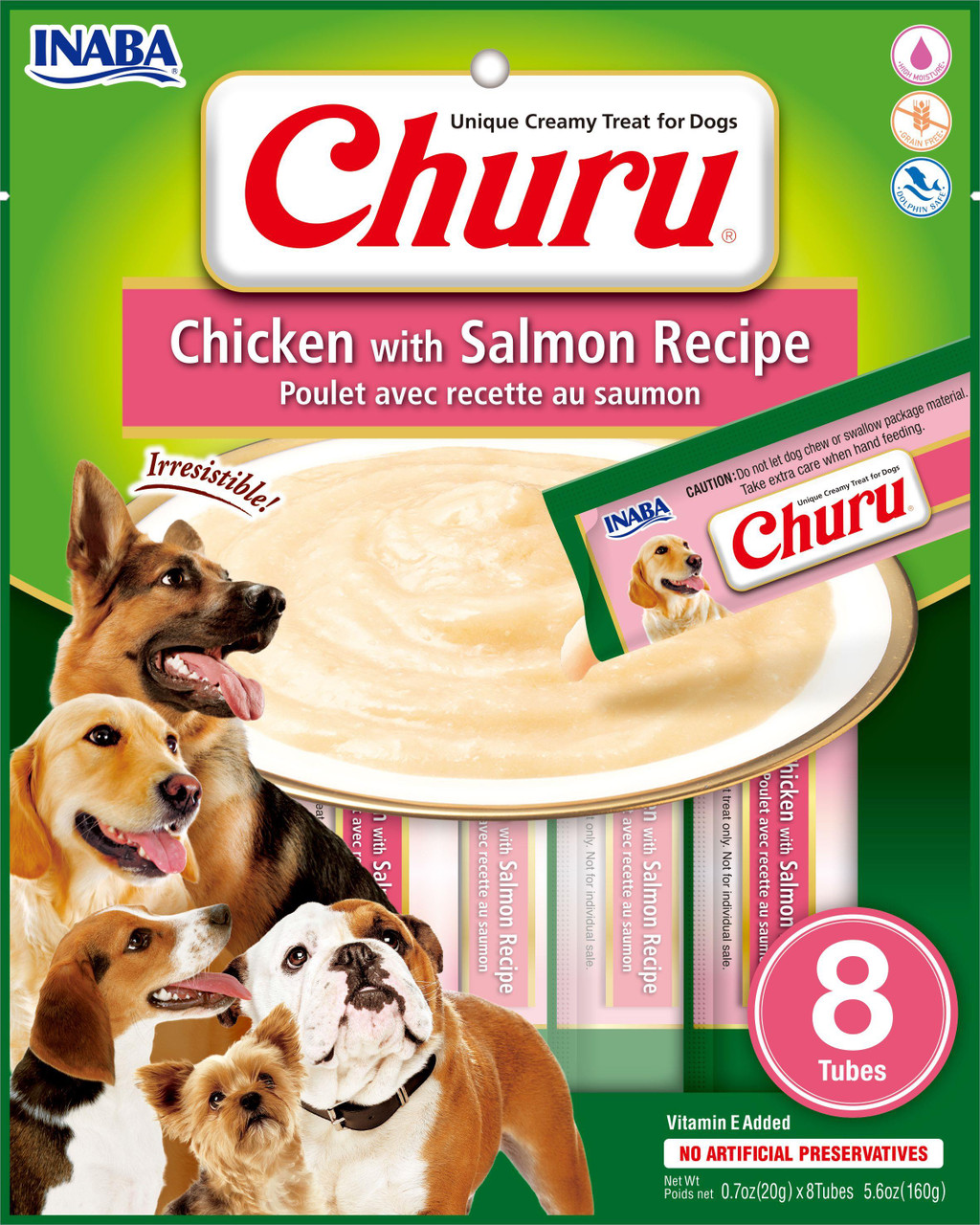 Inaba Churu Chicken With Salmon Wet Dog Treats， 8 Pack