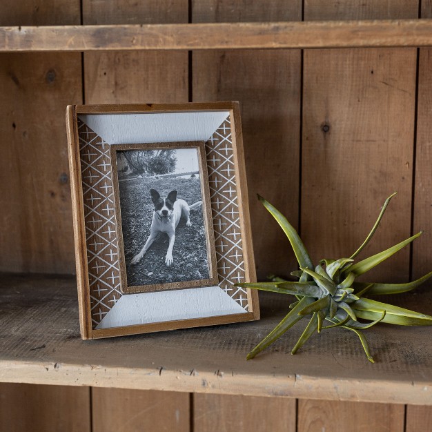 4x6 Inch Cross Pattern Picture Frame White Mdf Wood amp Glass By Foreside Home amp Garden