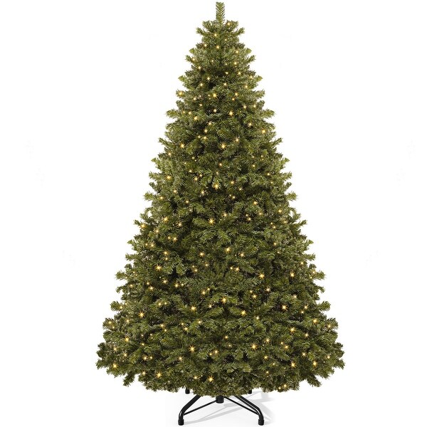 6/7.5Ft PreLit Spruce Christmas Tree，Artificial Xmas Tree with 880 Branch Tips and 250 Lights for Home