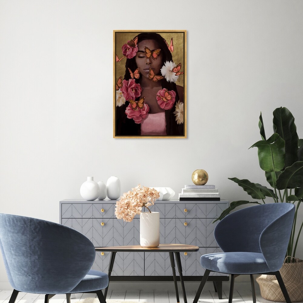 Wynwood Studio 'Lost In the Butterfly Garden' Glam Gold Wall Art Canvas