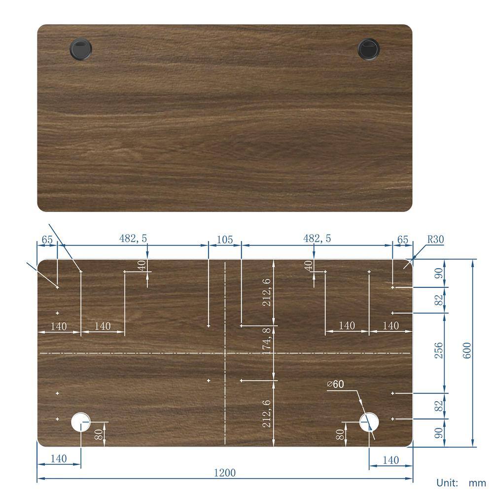 Costway 48 in. x 24 in. Frame Walnut Universal Rectangle Wood Coffee Table Tabletop for Standard and Standing Desk JV10098TN-S