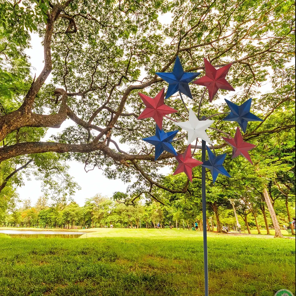 New Customization Metal American Flag Windmill Garden Stake Wind Spinners On Stakes For Garden Courtyard Lawn Decoration