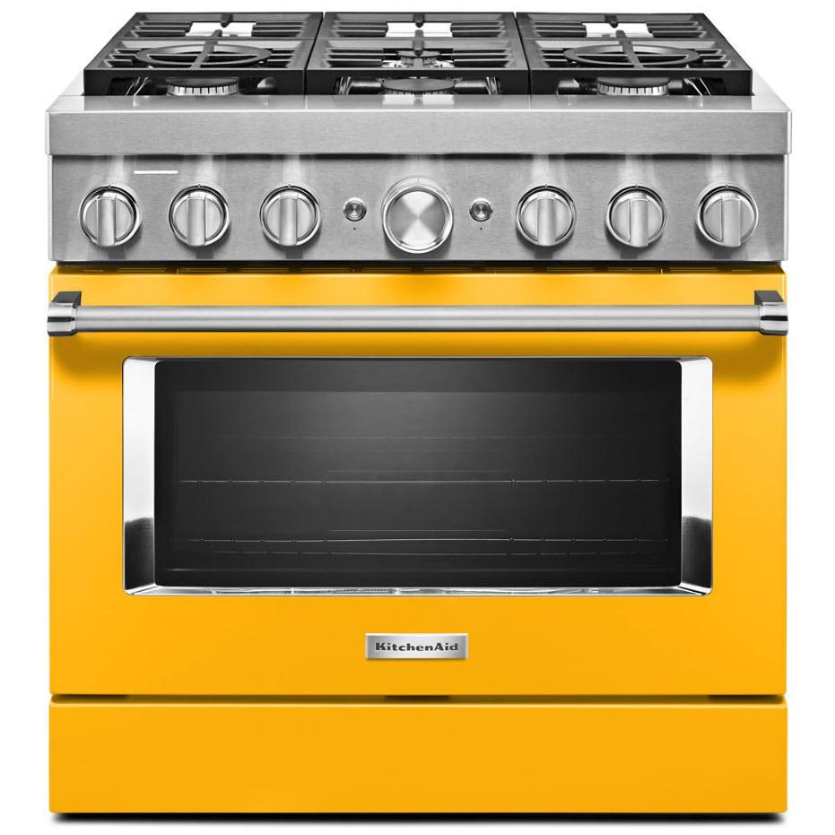 KitchenAid 36-inch Freestanding Dual Fuel Range with Even-Heat? True Convection KFDC506JYP