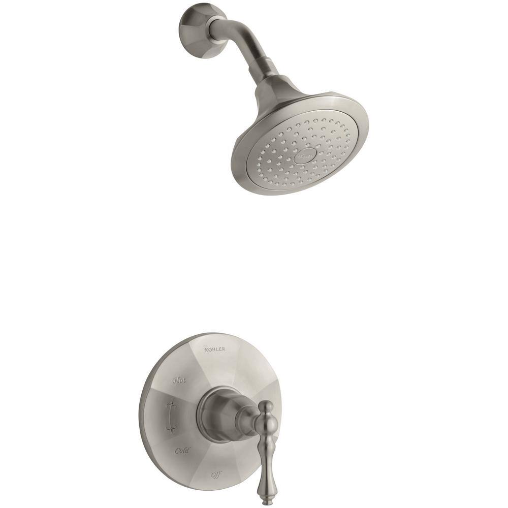 KOHLER Kelston 1-Spray 6.5 in. Single Wall Mount Fixed Shower Head in Vibrant Brushed Nickel K-TS13493-4-BN