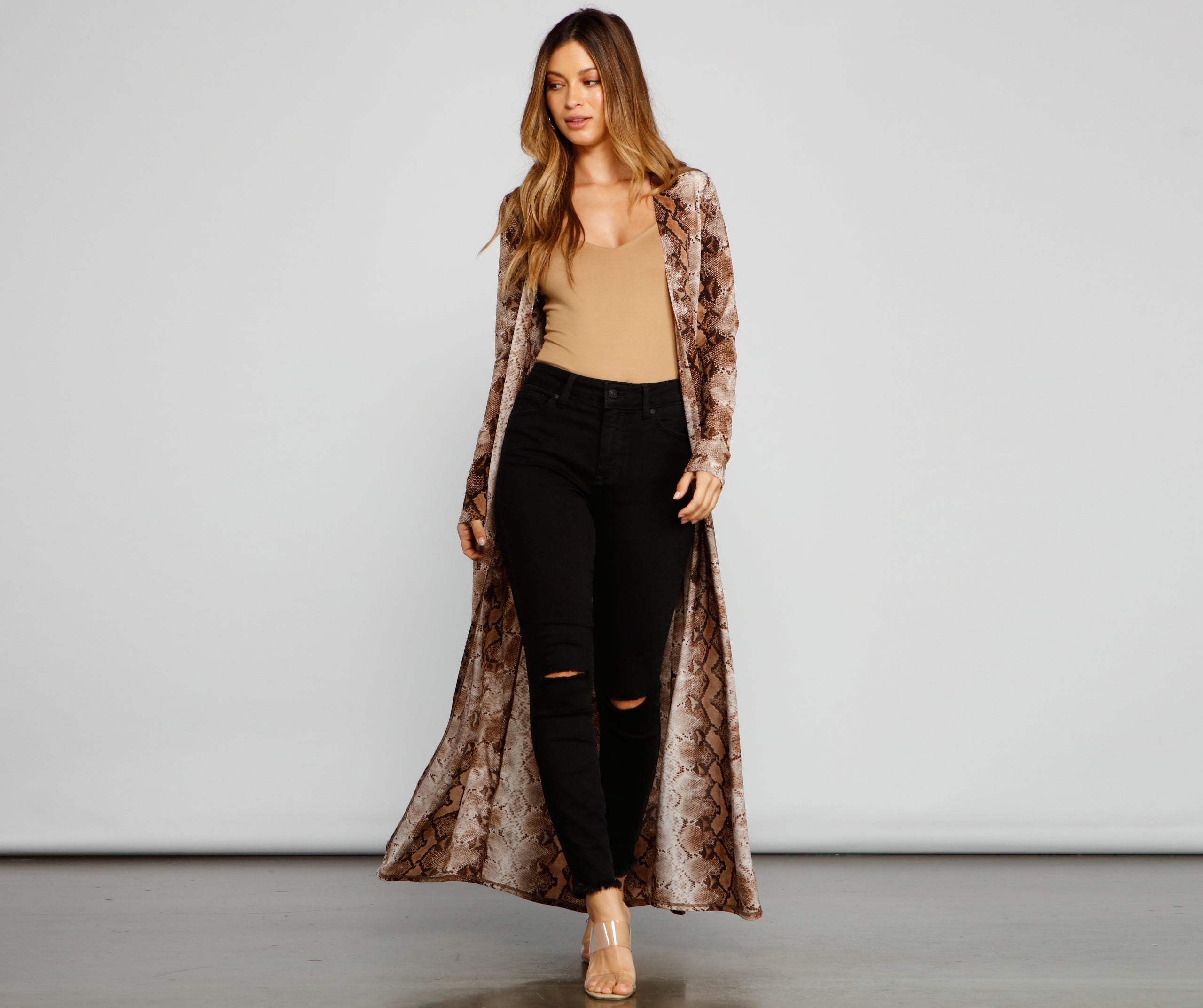 Stylish And Sassy Snake Knit Duster