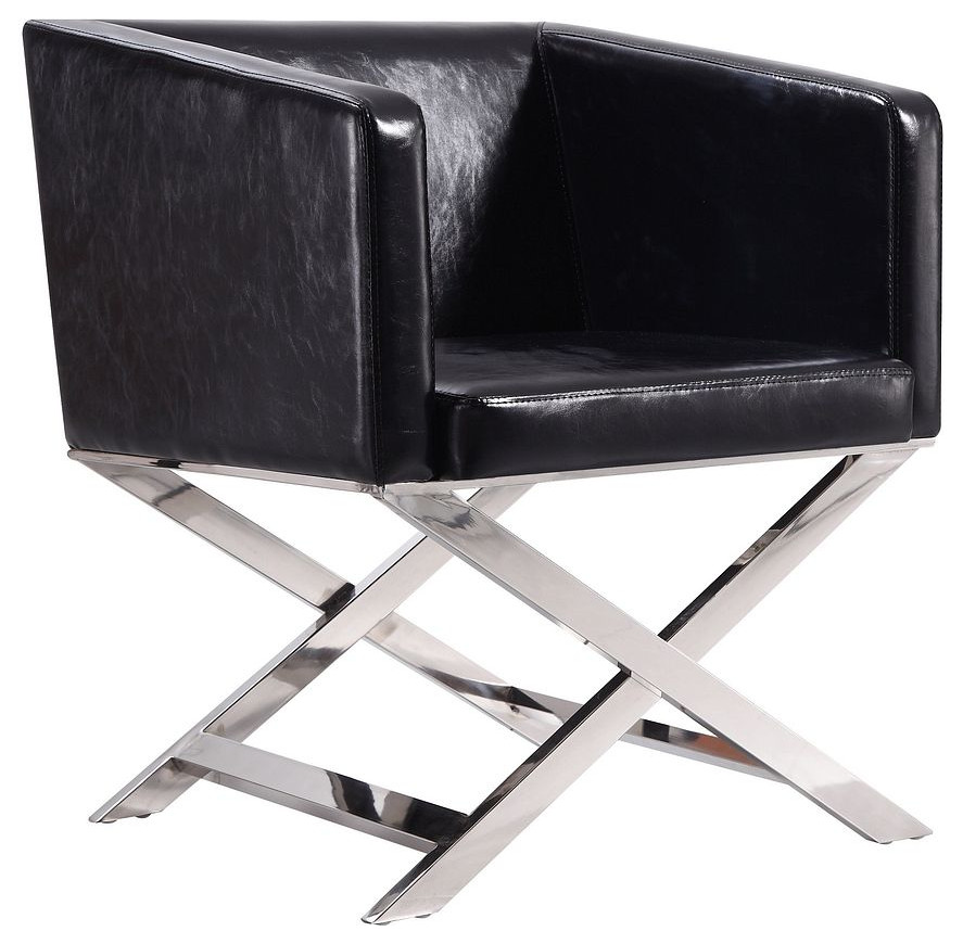 Hollywood Lounge Accent Chair  Black and Polished Chrome  Set of 2   Contemporary   Armchairs And Accent Chairs   by Kolibri Decor  Houzz