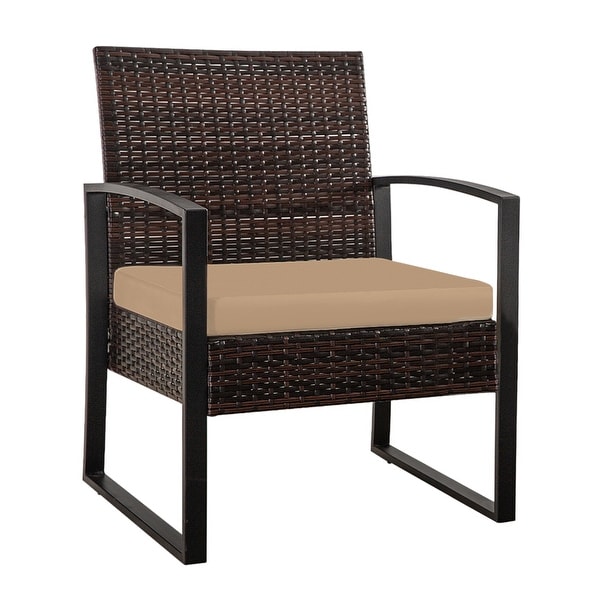 3Pieces Wicker Patio Conversation Set Outdoor Chairs with Cushions