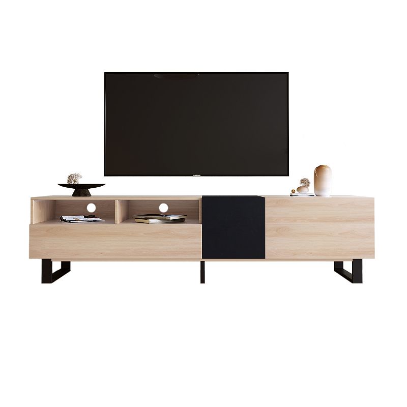 Modern TV Stand for 80'' TV with Double Storage Space， Media Console Table