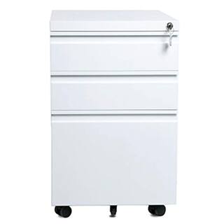 3-Drawer White Mobile File Cabinet AM914C-95