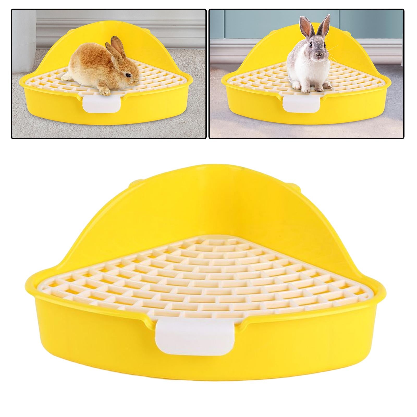 Triangle Rabbit Litter Box Pet Pan Toilet for Bunny Rabbit Cage Accessories Yellow