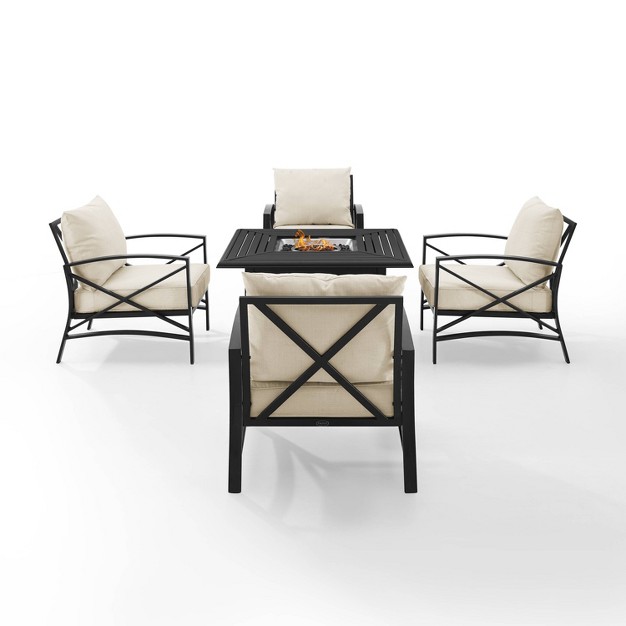 Crosley 5pc Kaplan Outdoor Patio Conversation Set With Dante Fire Table amp 4 Arm Chairs