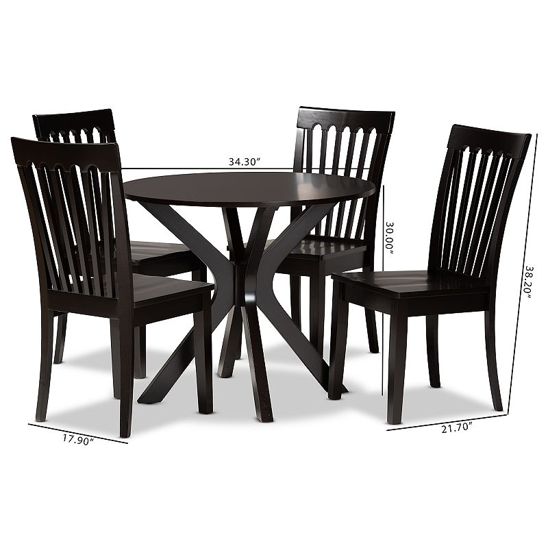 Baxton Studio Zora Dining Table and Chair 5-piece Set