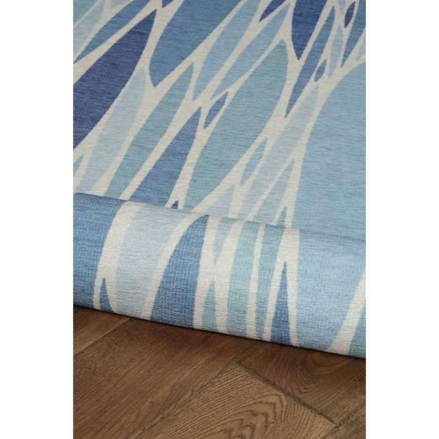 Careen Washable Outdoor Rug Blue ivory Linon