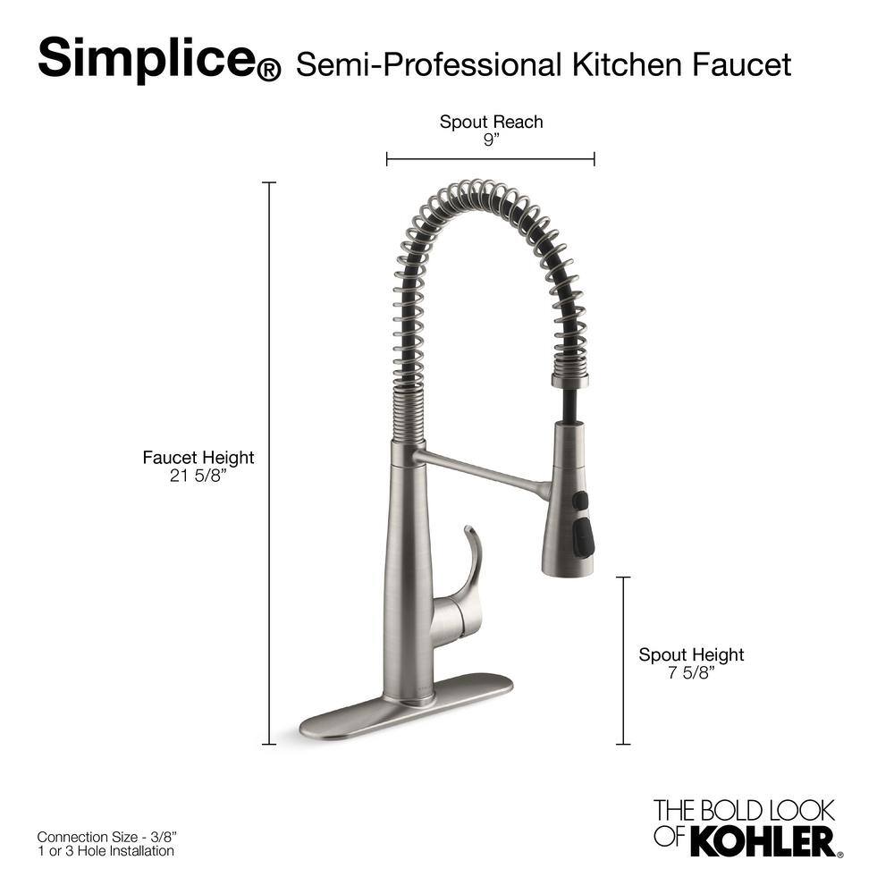 KOHLER Simplice Single-Handle Pull-Down Sprayer Kitchen Faucet in Matte Black K-22033-BL