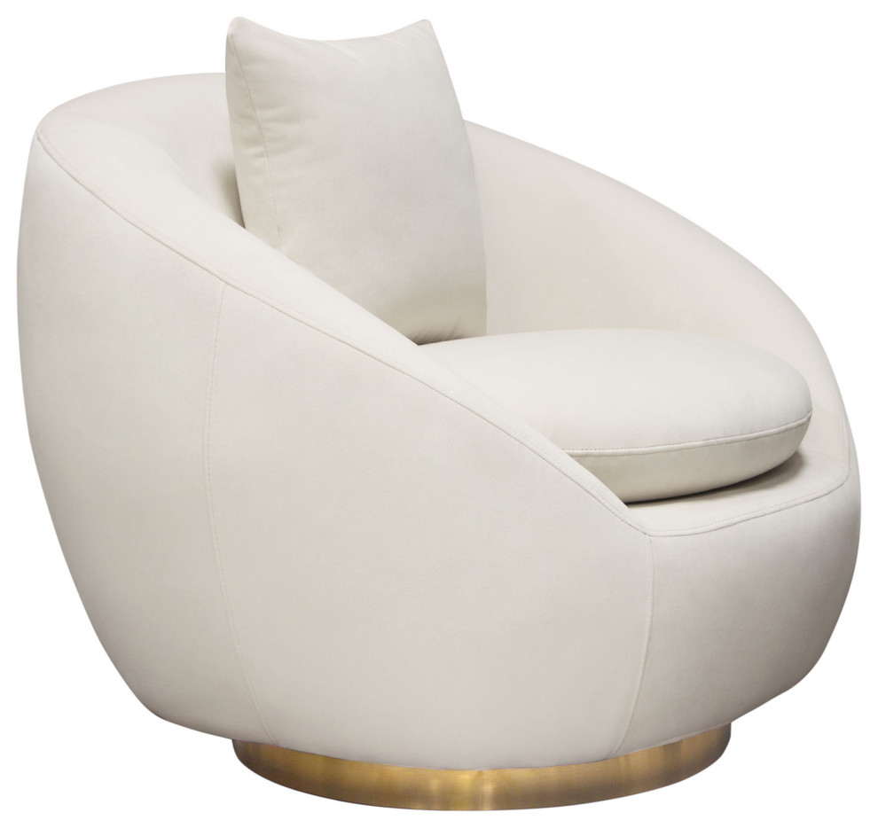 Celine Swivel Accent Chair  Light Cream Velvet With Brushed Gold Accent Band   Contemporary   Armchairs And Accent Chairs   by clickhere2shop  Houzz