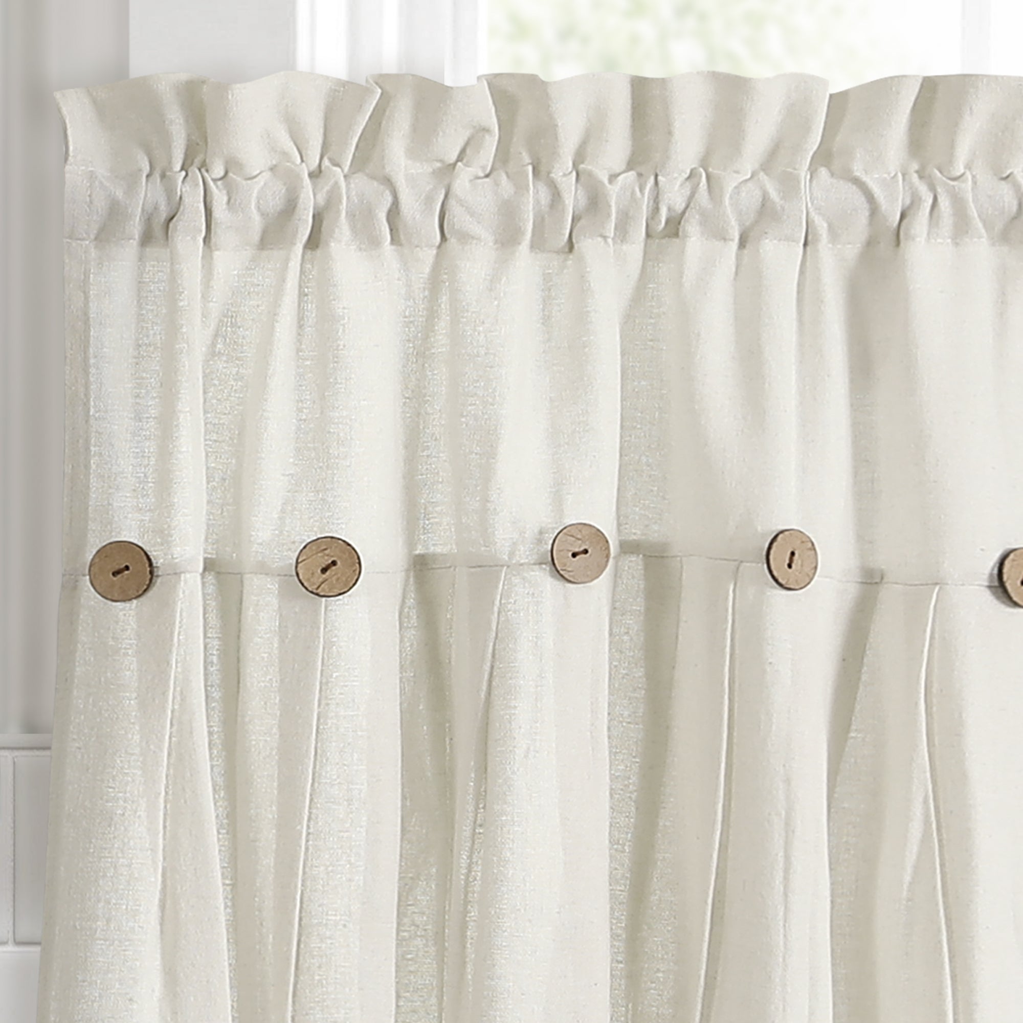 Linen Button Kitchen Window Tiers Set