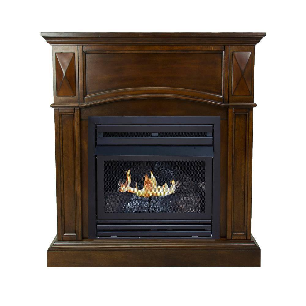 Pleasant Hearth 20000 BTU 36 in. Compact Convertible Ventless Propane Gas Fireplace in Cherry VFF-PH20LP-C2