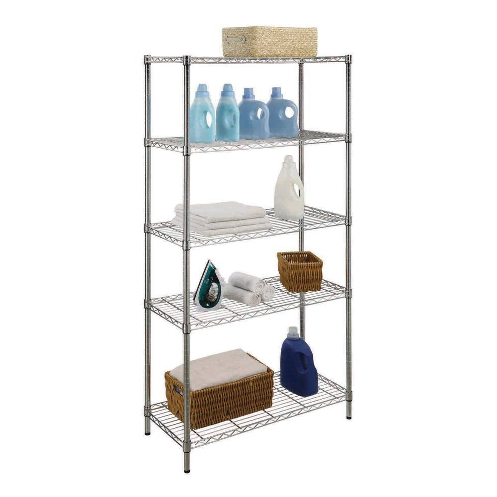 HDX 5-Tier Steel Wire Shelving Unit in Chrome (36 in. W x 72 in. H x 16 in. D) 21656CPS