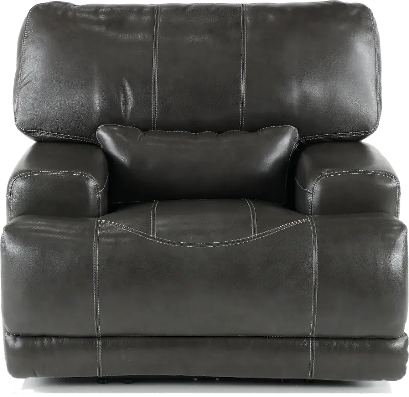 Stampede Charcoal Leather-Match Power Recliner