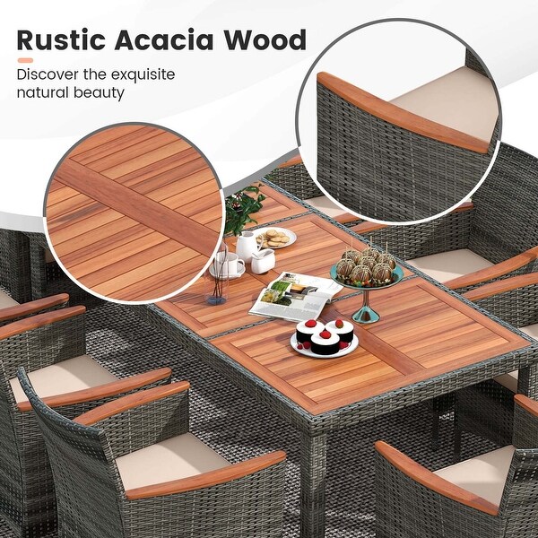 Costway 10 Pieces Patio Wicker Dining Set with DoubleSided Patio