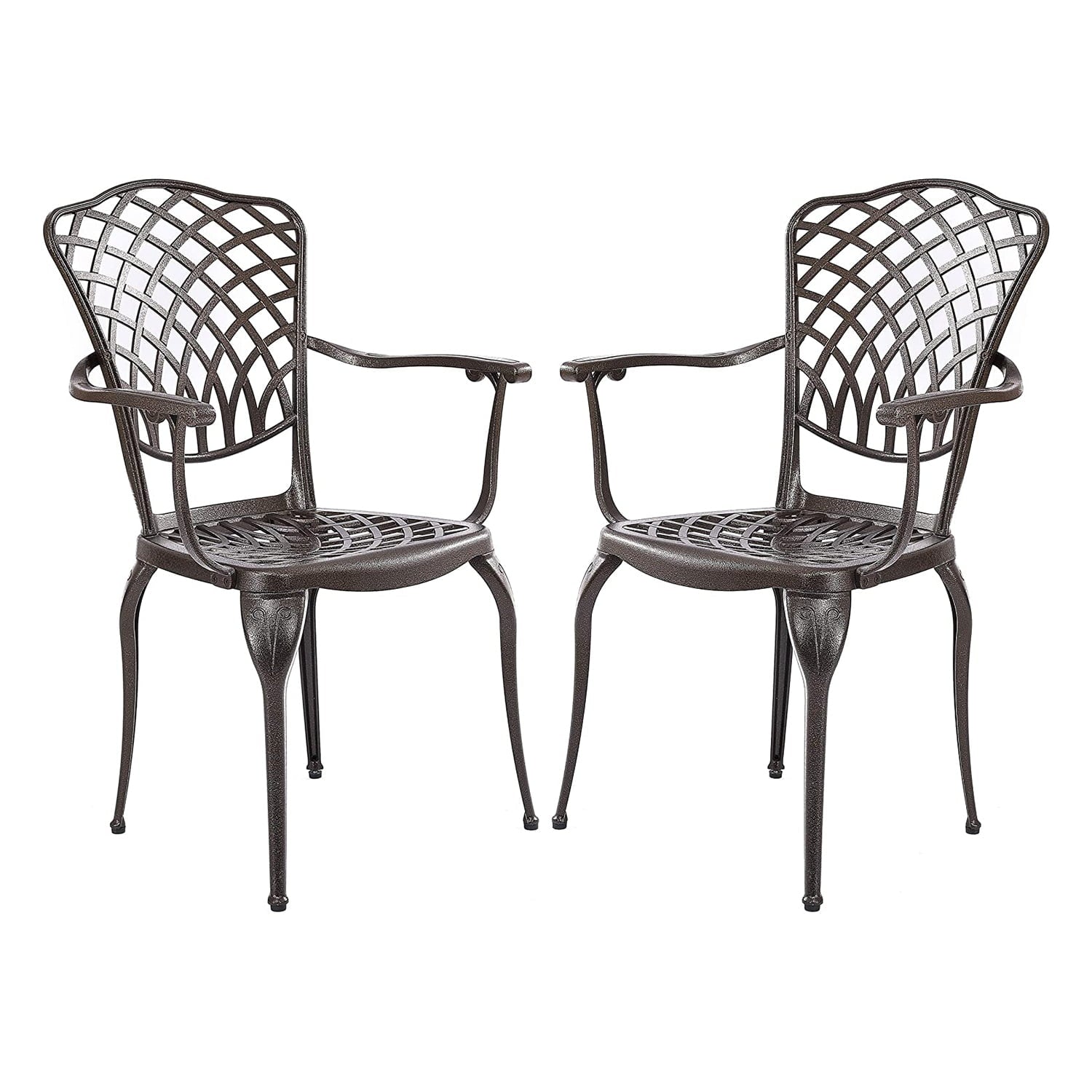 Kinger Home Arden Outdoor Aluminum Patio Dining Chairs, Bronze, Set of 2