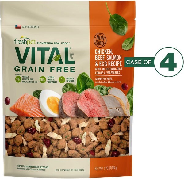 Freshpet Vital Chicken， Beef， Salmon and Egg Recipe Grain-Free Fresh Dog Food