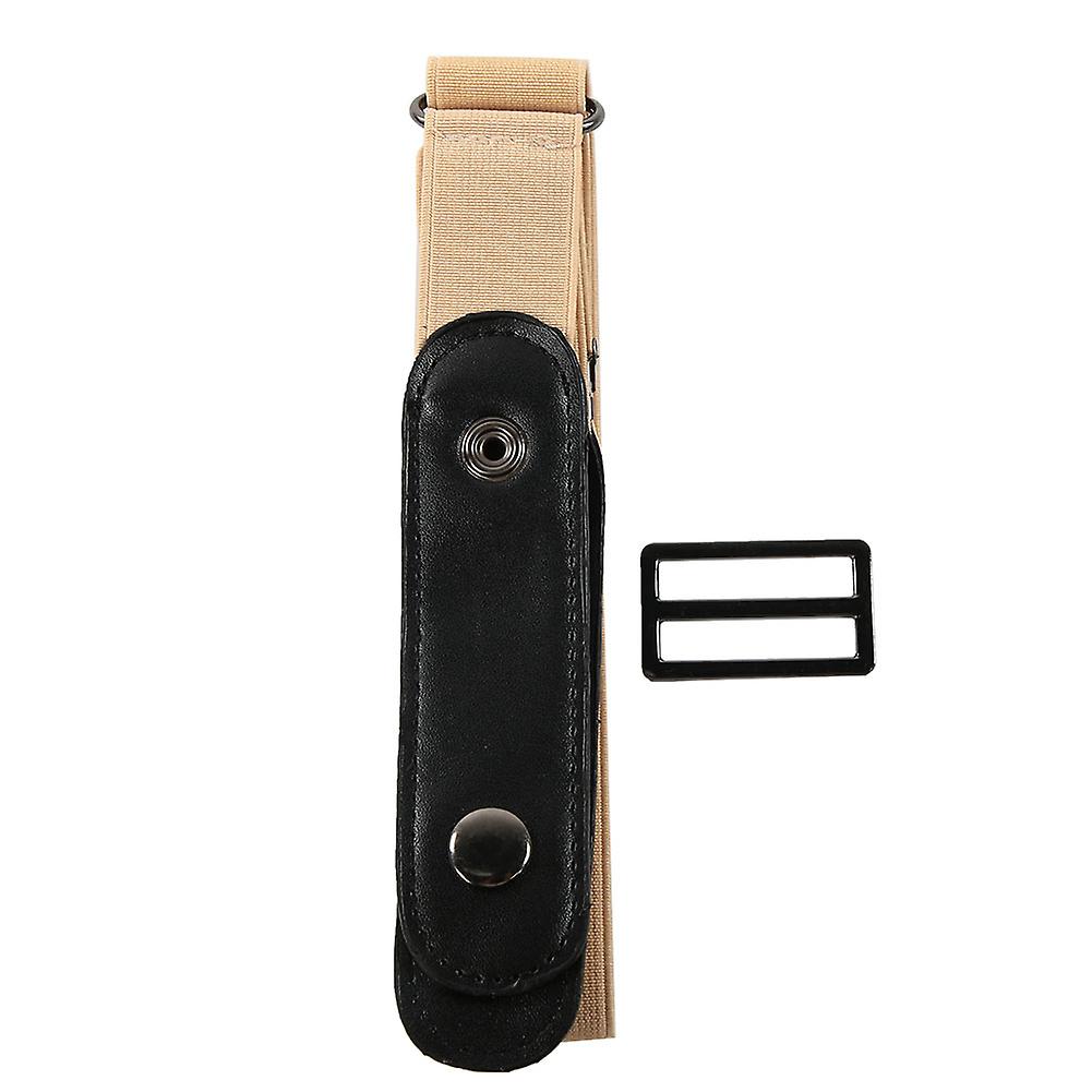 Women Men Elastic Comfortable Waist Belts Buckle Free Adjustable Waistband(beige)