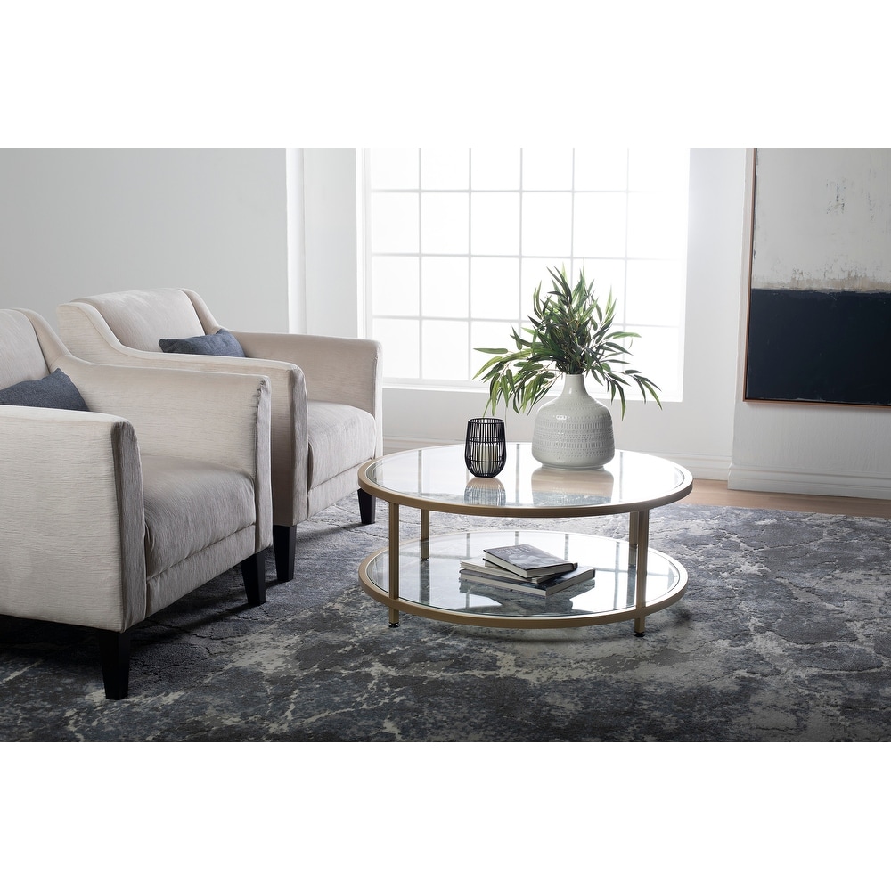 Carbon Loft Heimlich Round Steel/Glass Coffee Table