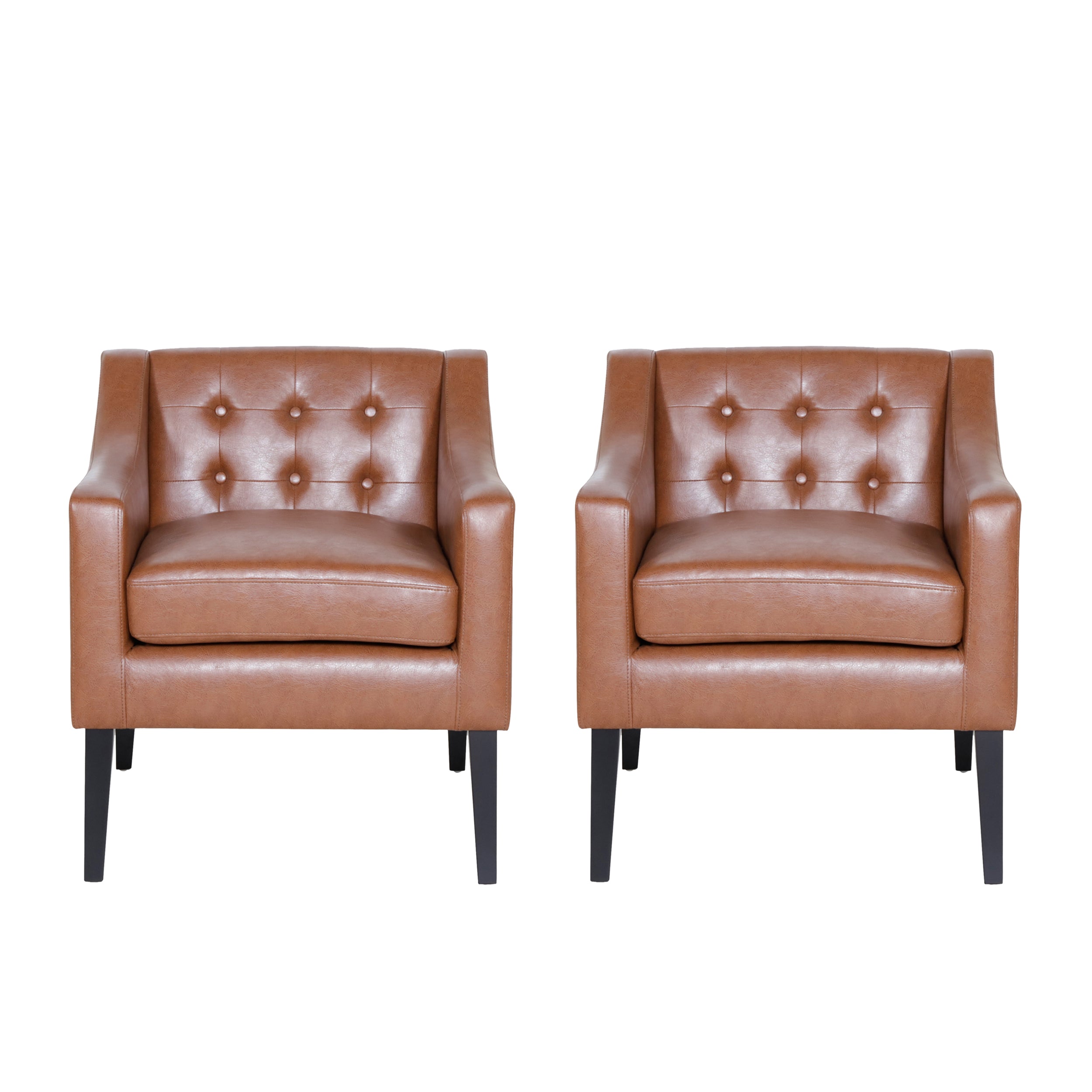 Aragon Contemporary Faux Leather Tufted Accent Chairs, Set of 2