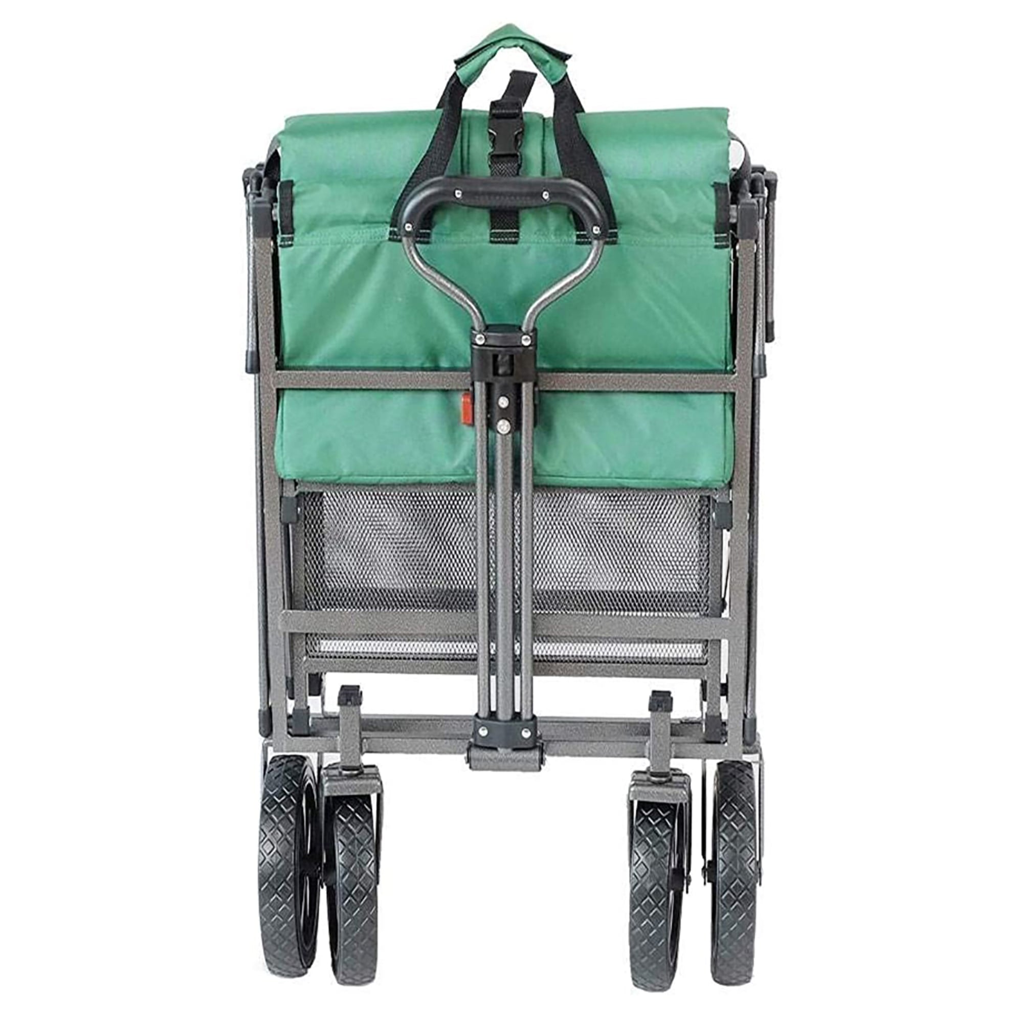 Mac Sports Double Decker Wagon: Green - Collapsible Outdoor Utility Garden Cart， 150 Lb Capacity， 32.5 x 17.5 x 10.5