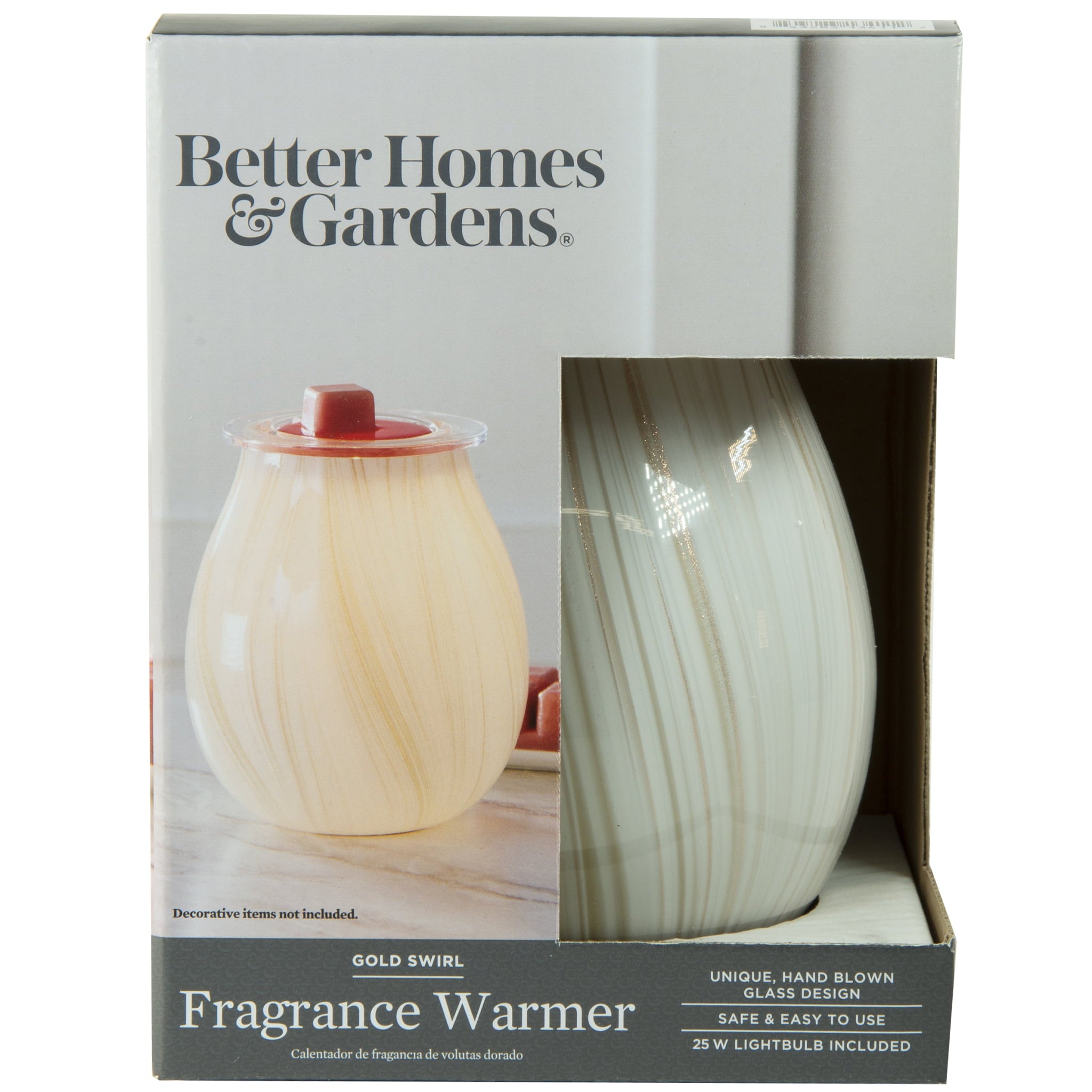 Better Homes and Gardens Full Size Art Glass Fragrance Warmer， Gold Swirl