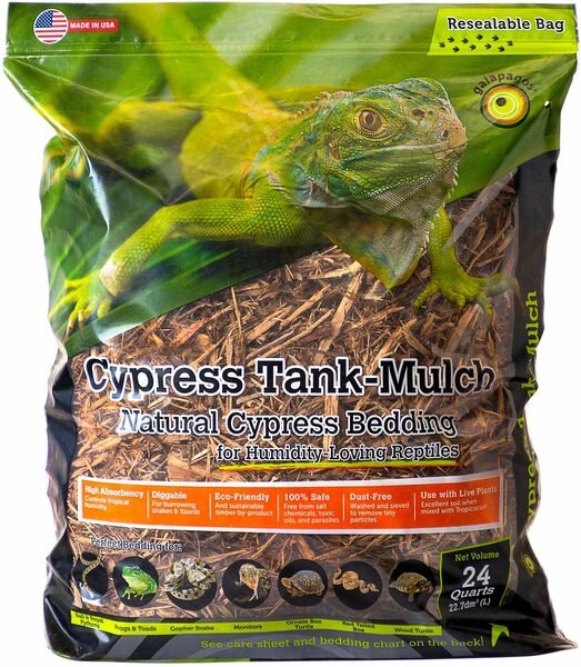 Galapagos Cypress Tank-Mulch Natural Cypress Reptile Bedding， 24-qt bag