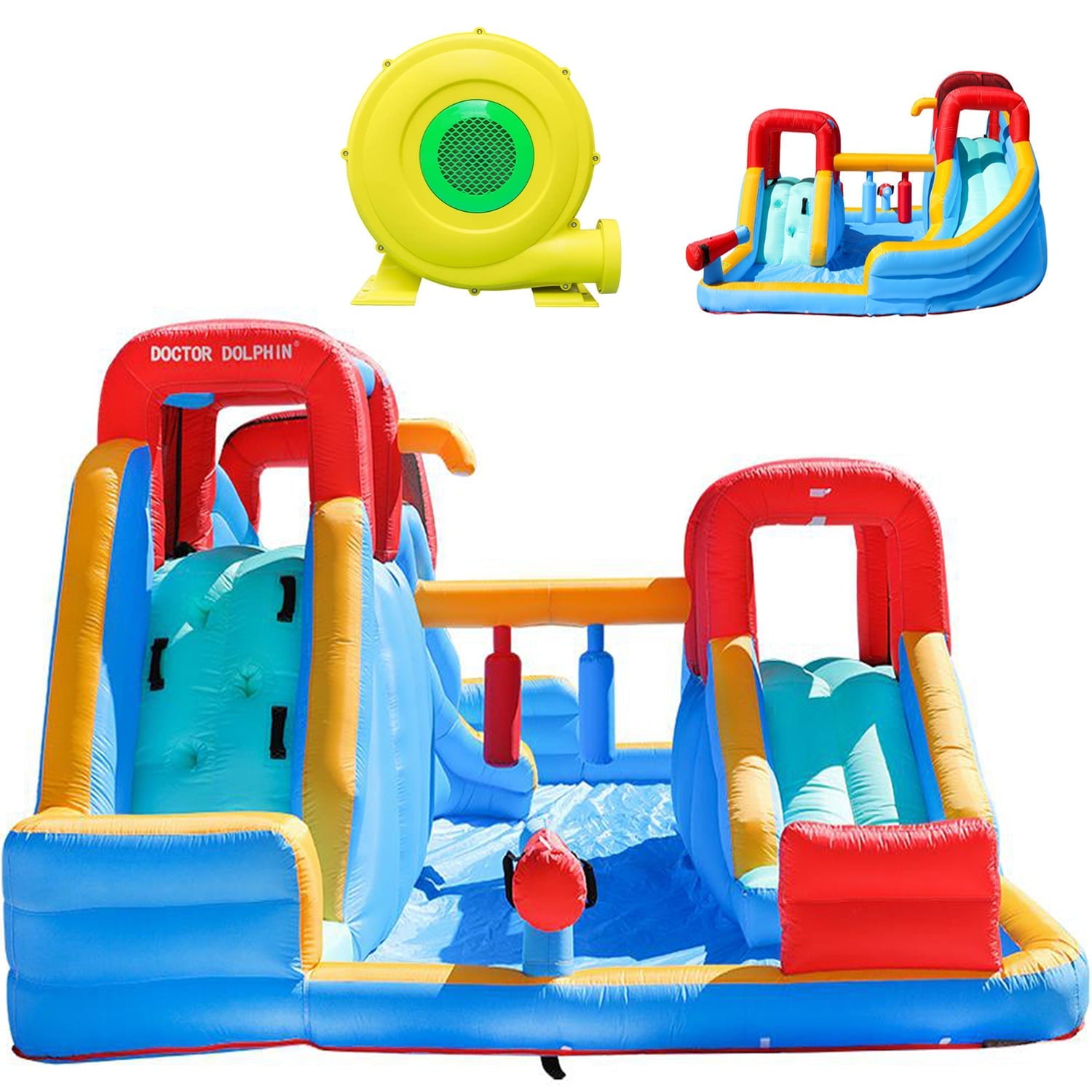 Inflatable Bounce House,Bouncy House with Slide and 750W Air Blower, Kids Bouncy Castle for Outdoor Backyard