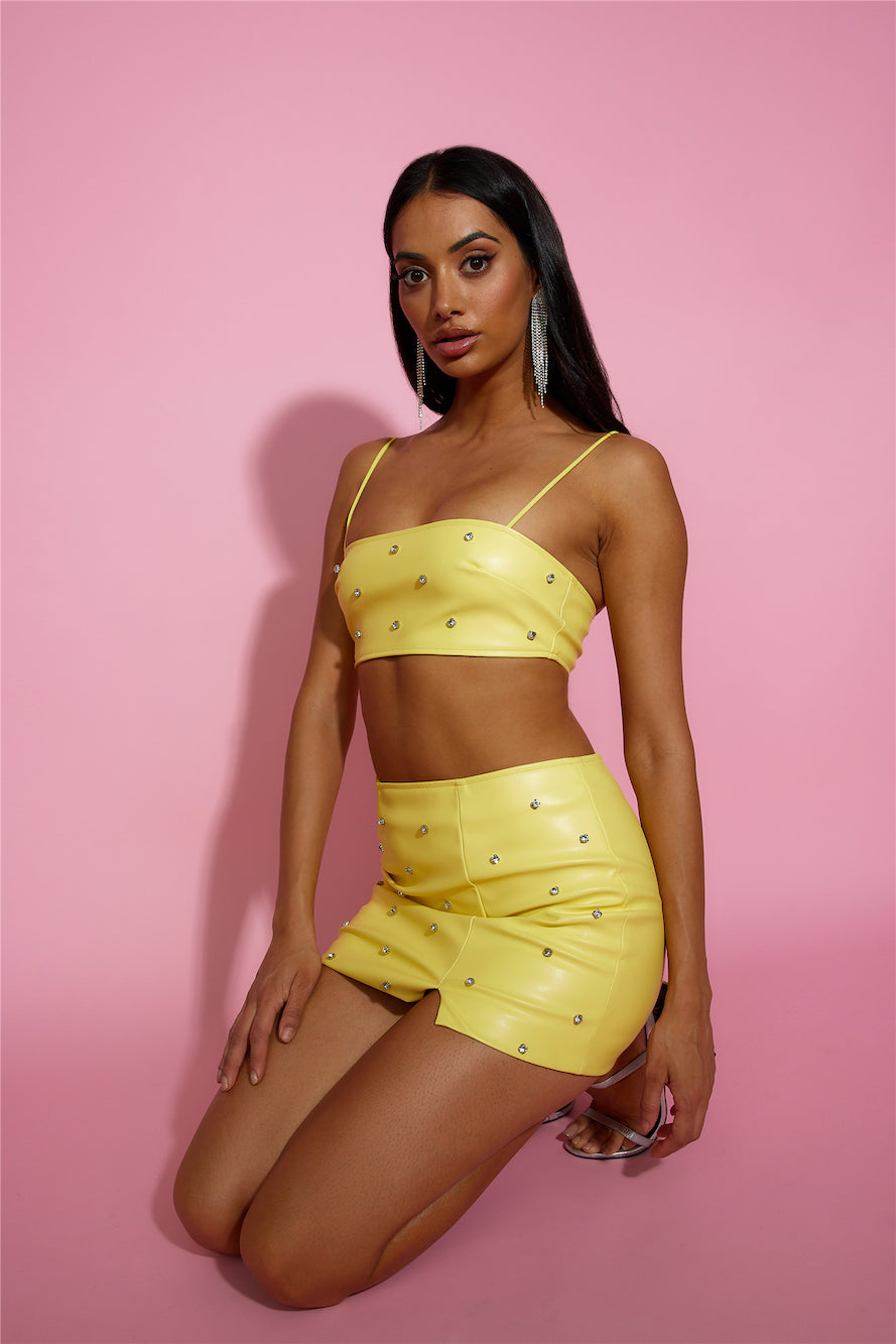 Luxe Sparkle Mini Skirt Yellow